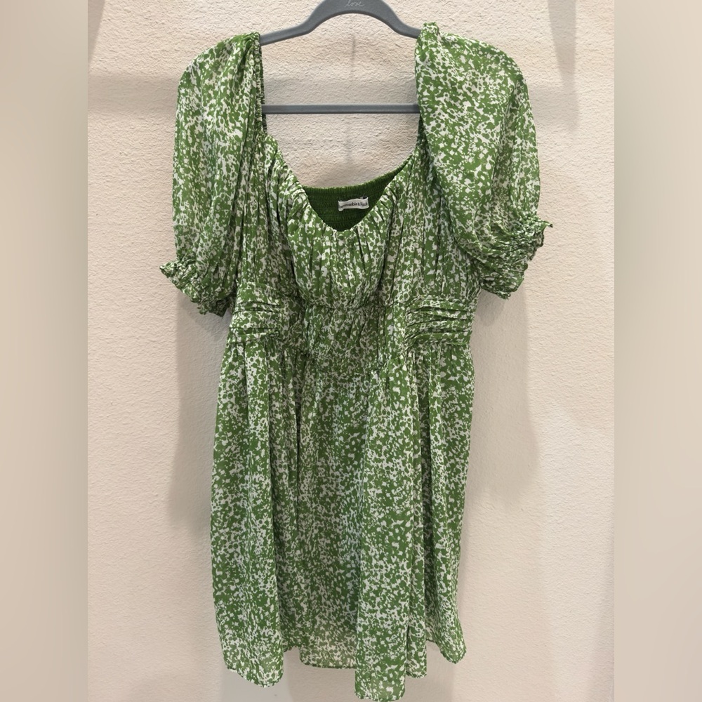 Abercrombie Ruched Ruffle Puff Sleeve Mini Dress